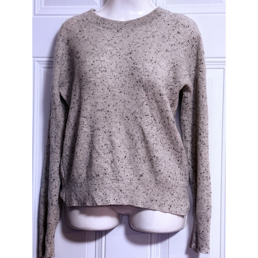 Madewell Cashmere Sweater Top SZ XS Speckled Tips Waffle Minimalist Cottagecore - Picture 2 of 6
